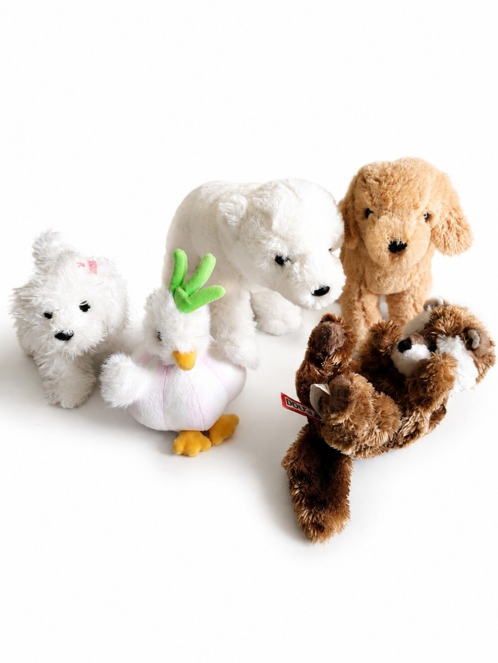Lot of 5 Douglas Cuddle Toys Plush Vintage Stuffed Animals Polar Bear Dog Westie